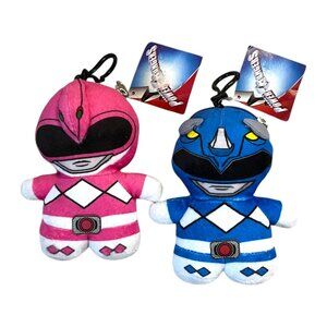 Power Rangers Pink & Blue Plush Clip-On Coin Pouch Set NWT - 2017